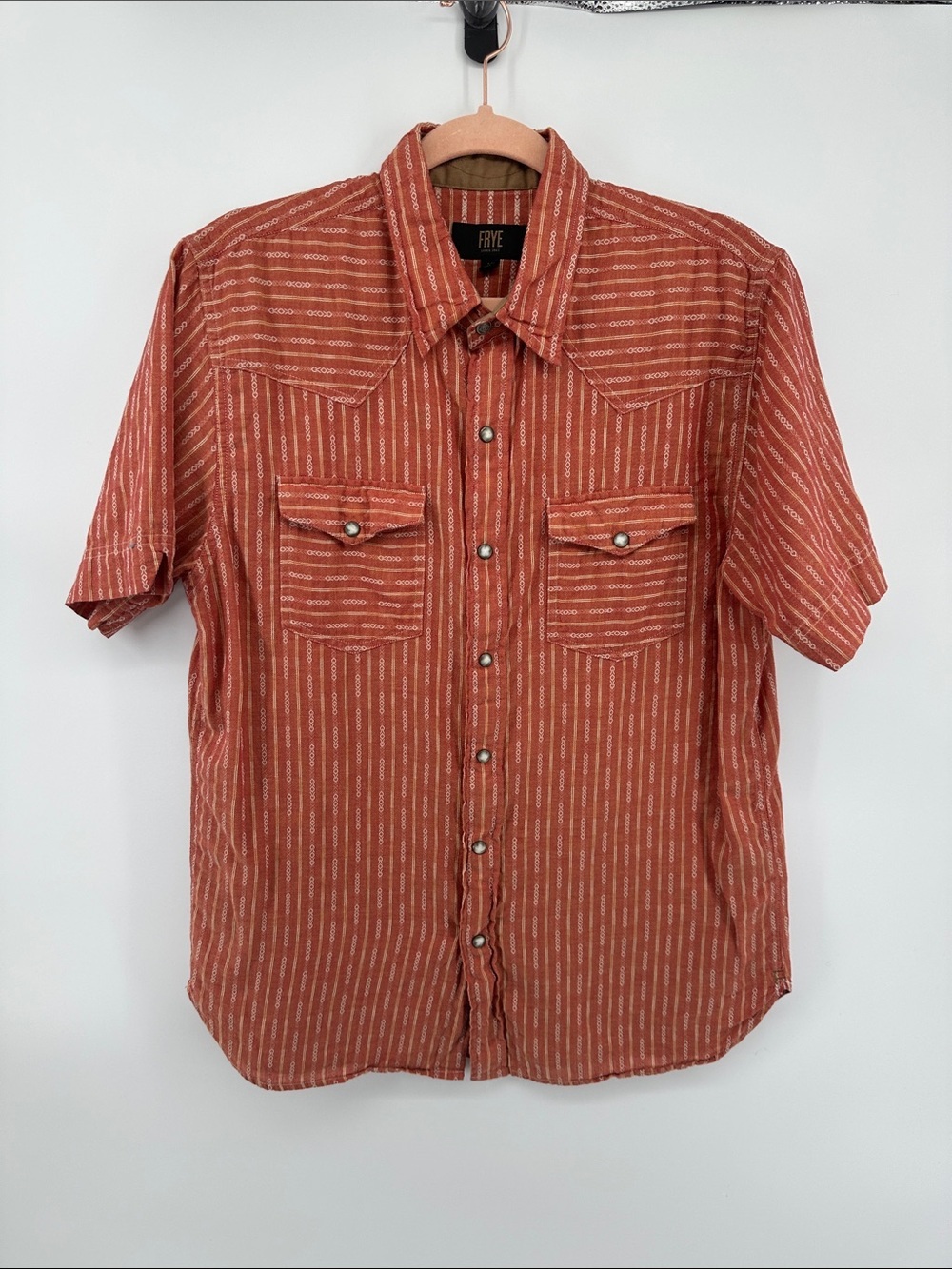 Frye Western Rugged Heritage Coastal Rust Short-Sleeve Button-Down Shirt SzM